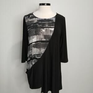 Chalet Et Ceci Tunic Small Black Asymmetrical Lagenlook Slinky Art To Wear